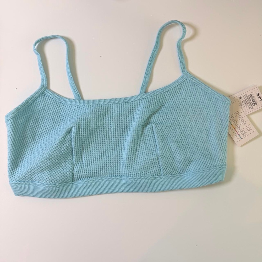Auden Wireless Knit Waffle Pullover Bralette Bra Stretch Blue Large - Picture 5 of 5